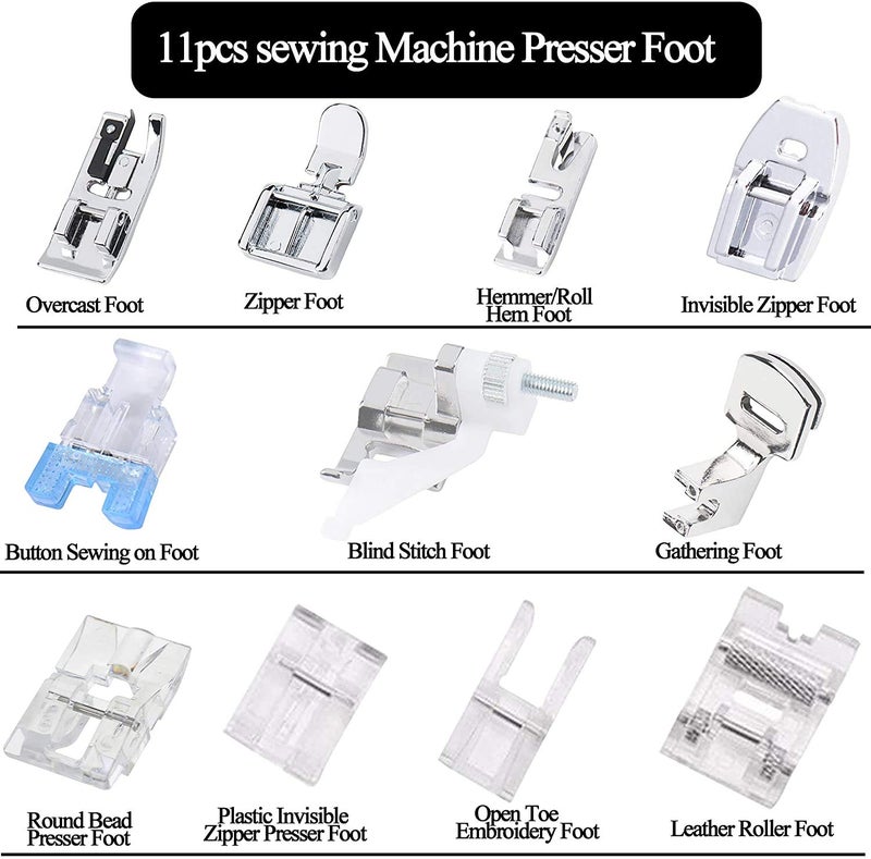 ZKSM 11 Pcs Presser Feet, Sewing Machine Presser Walking Feet Kit Compatible for Brother Babylock Janome Elna Toyota New Home and Low Shank Sewing Machines - Image 2